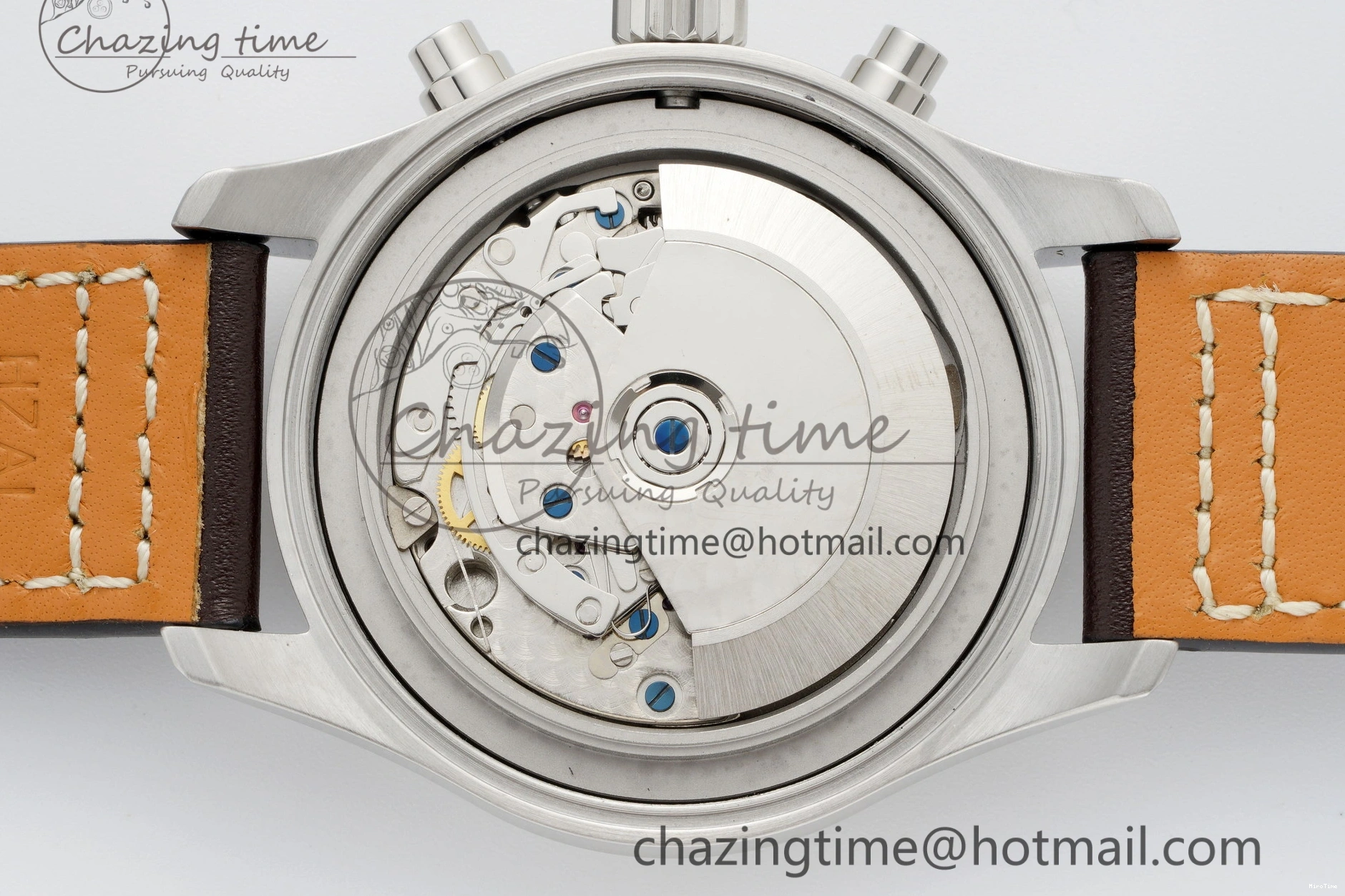 MIROTIME 0407 Pilot Chrono SS AZF 1:1 Best Edition Blue Dial on Brown Leather Strap A TimelessDesign 7060